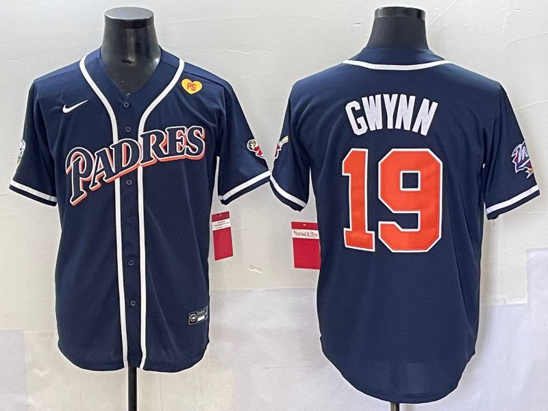 Men 2025 San Diego Padres #19 Gwynn Blue Throwback Game Nike MLB Jersey style 65